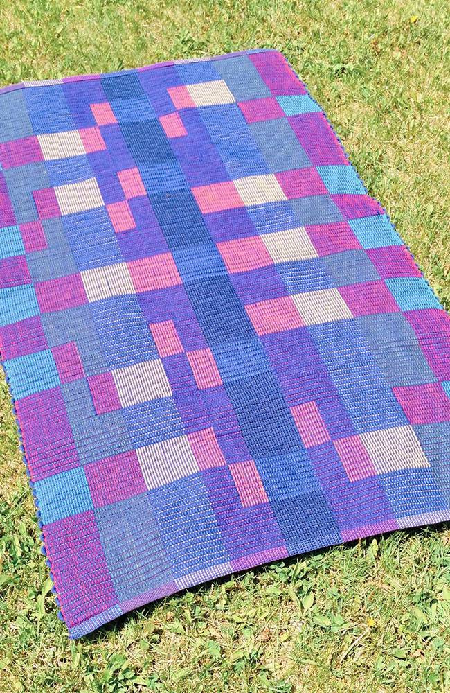 Multicolor geometric squares rug